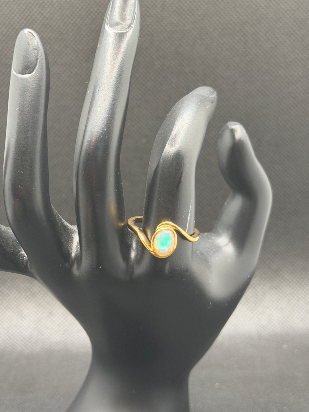 D'Joy Ethiopian Welo Opal 0.75 ctw Solitaire Ring in 18K Vermeil YG sz9